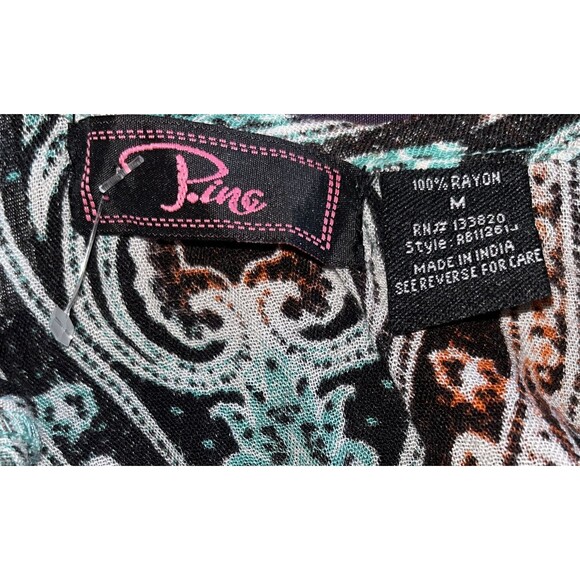P inc Paisley Multi Color Blouse Top Women Sz Med. Open Back - Picture 7 of 7